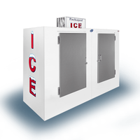 Leer L100UCSP 100 Cu. Ft. Outdoor Ice Merchandiser with Solid Swing Doors, designed for outdoor retail ice sales.