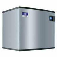 Manitowoc water-cooled cube ice machine with sleek stainless steel finish and digital control panel.