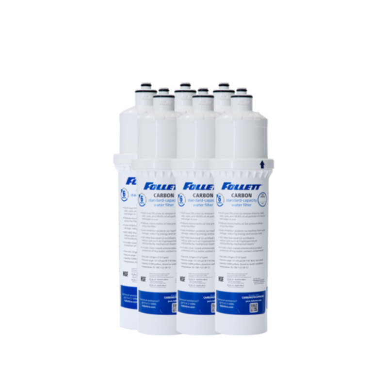 Follett carbon replacement water filter cartridges pack of 6 for commercial kitchen dispensers.