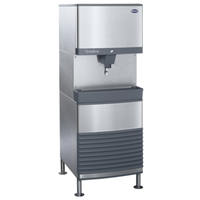 Follett 110FB414A-LI Symphony Plus freestanding ice dispenser with 90-lb bin in a modern commercial setting.