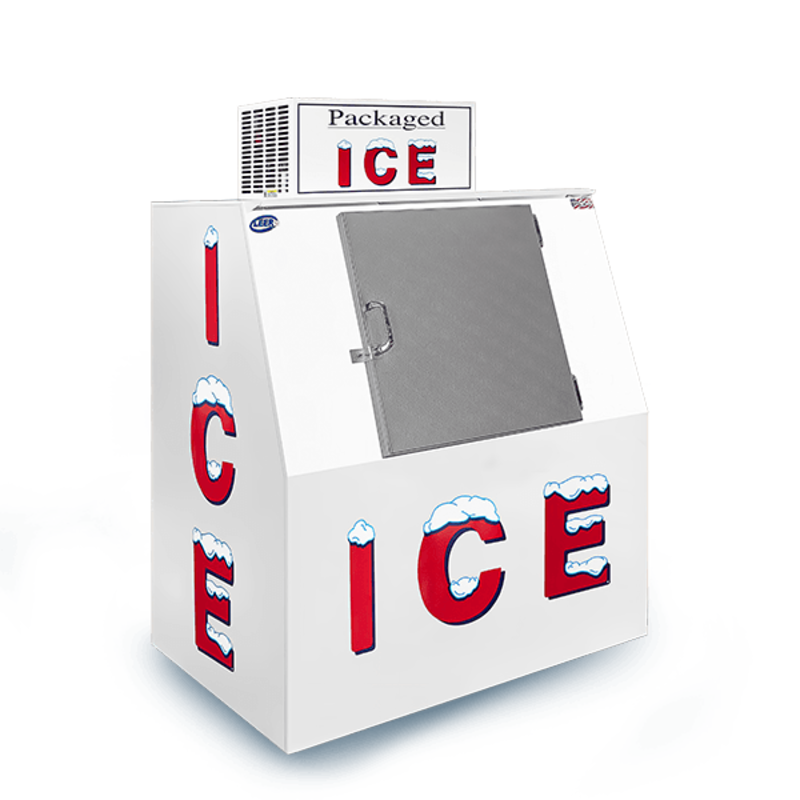 Leer L040SASP 40 Cu. Ft. Slanted Solid Door Exterior Ice Merchandiser