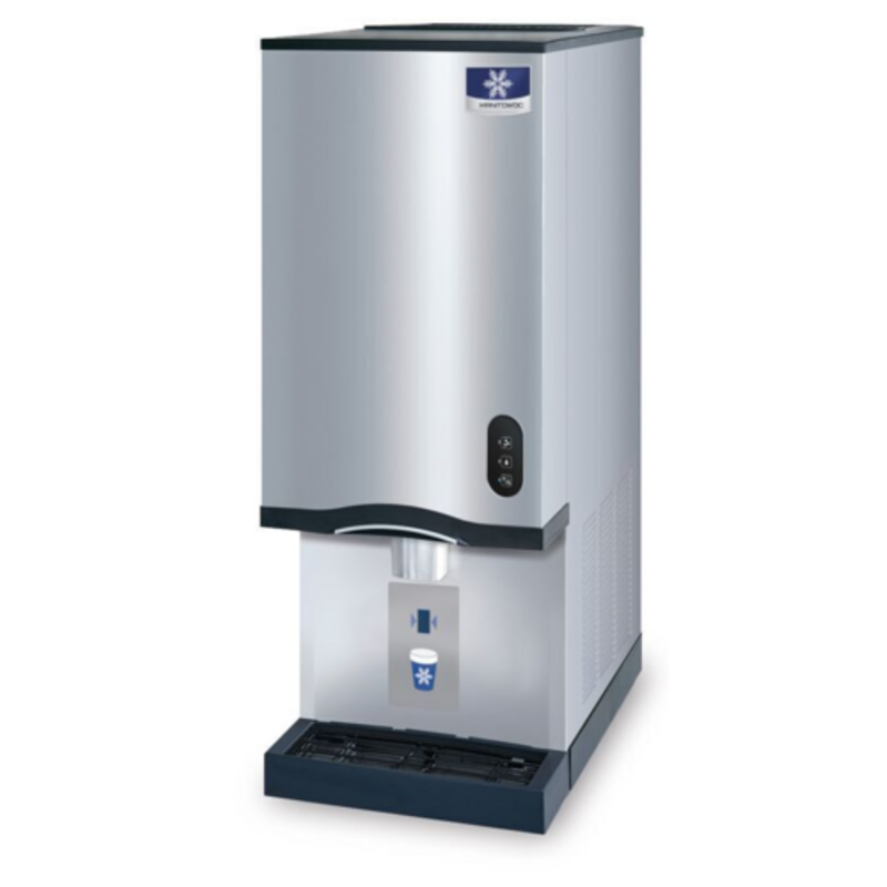 Manitowoc CNP0202A air-cooled nugget ice dispenser with cup holder and control panel.