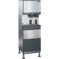 Follett Symphony Plus 50FB414A-S Freestanding Chewblet Ice & Water Dispenser with stainless steel design.