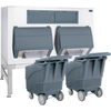 Follett DEV2250SG-72-ICS125L ice bin system with gravity dispense for efficient ice handling and transport carts.
