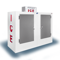Leer L085UCSP outdoor ice merchandiser 85 cu ft with solid doors for packaged ice storage.