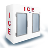 Leer L085UAGP indoor ice merchandiser with glass doors, designed for retail bagged ice sales.