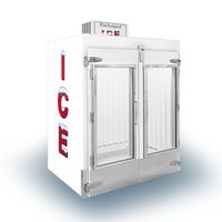 Leer L150UAGPPL high-capacity indoor ice merchandiser with double doors for easy access.