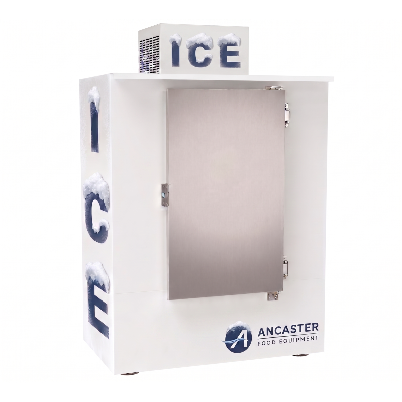 Ancaster Food Equipment L40F-HC outdoor bagged ice merchandiser, ideal for retail beverage and ice sales.
