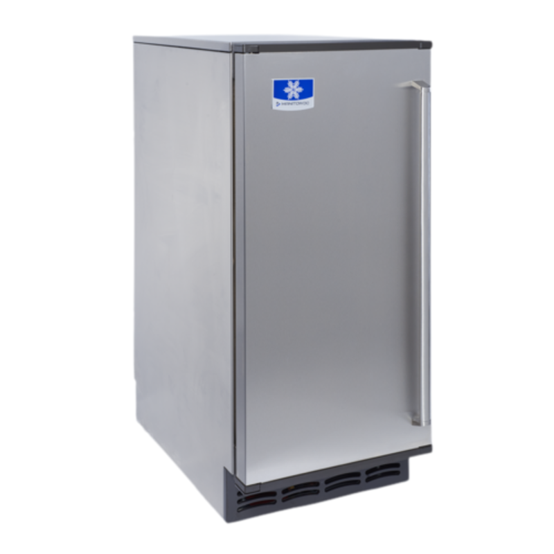 Manitowoc USE0050A CrystalCraft Premier square cube ice machine for bars in a sleek stainless steel design.